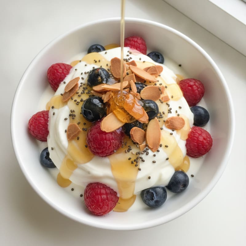 Creamy Greek Yogurt Parfait with Mixed Berries and Almonds