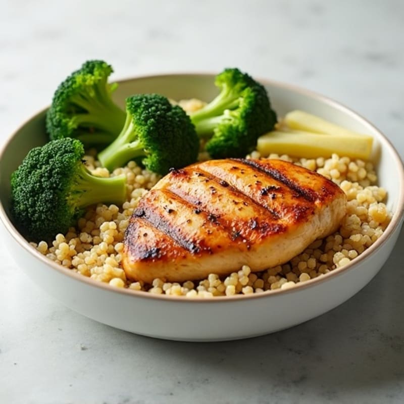 Grilled Chicken Breast with Roasted Broccoli and Quinoa