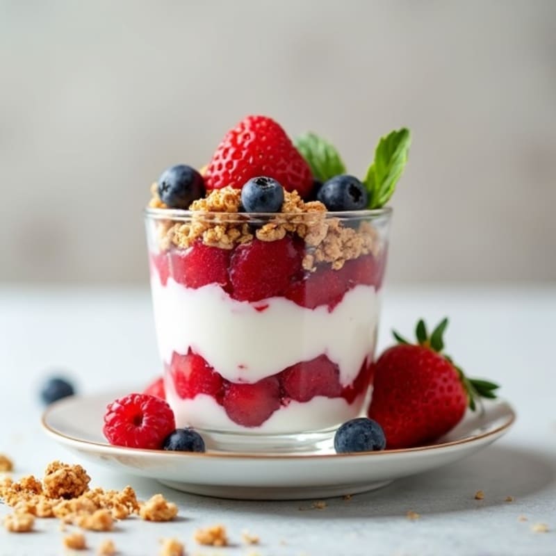Greek Yogurt Protein Parfait with Mixed Berries and Almond Butter