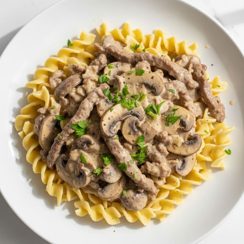 Classic Beef Stroganoff with Egg Noodles