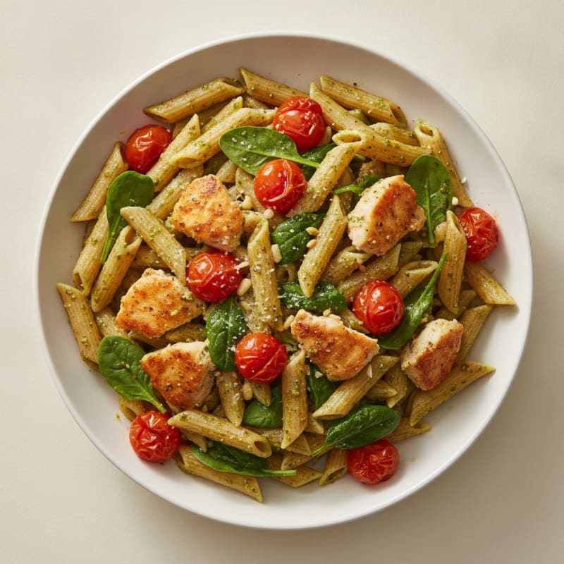 Chicken Pesto Pasta with Roasted Tomatoes