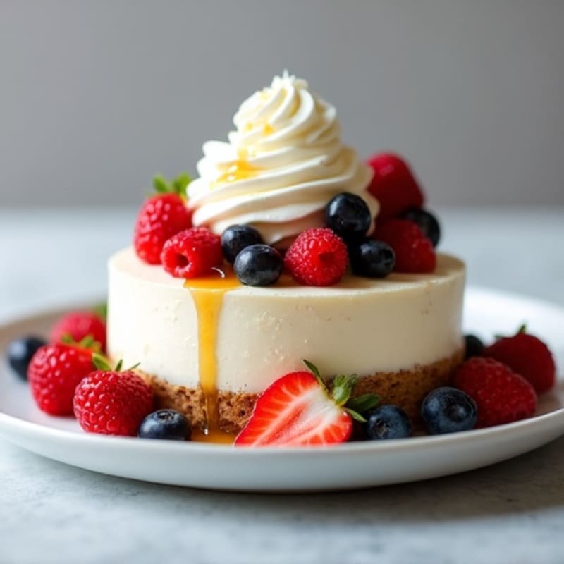 Greek Yogurt Protein Cheesecake with Mixed Berries