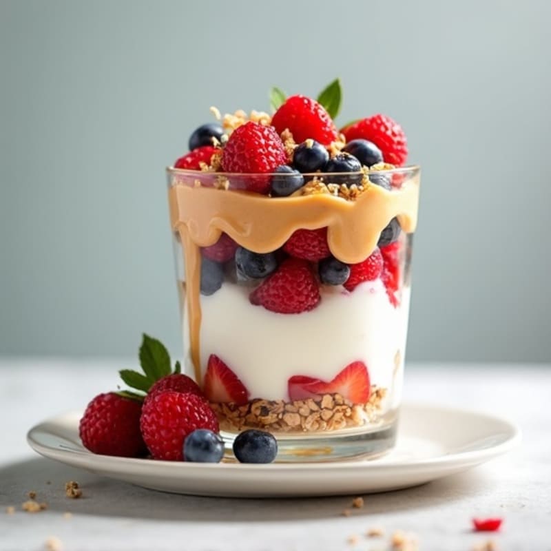 Greek Yogurt Parfait with Mixed Berries and Almond Butter