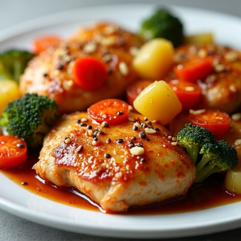 Sheet Pan Crispy Sweet and Sour Chicken with Roasted Veggies