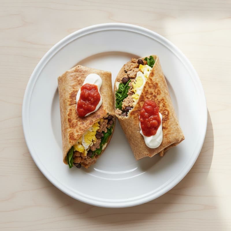 Loaded Breakfast Burrito with Salsa Roja