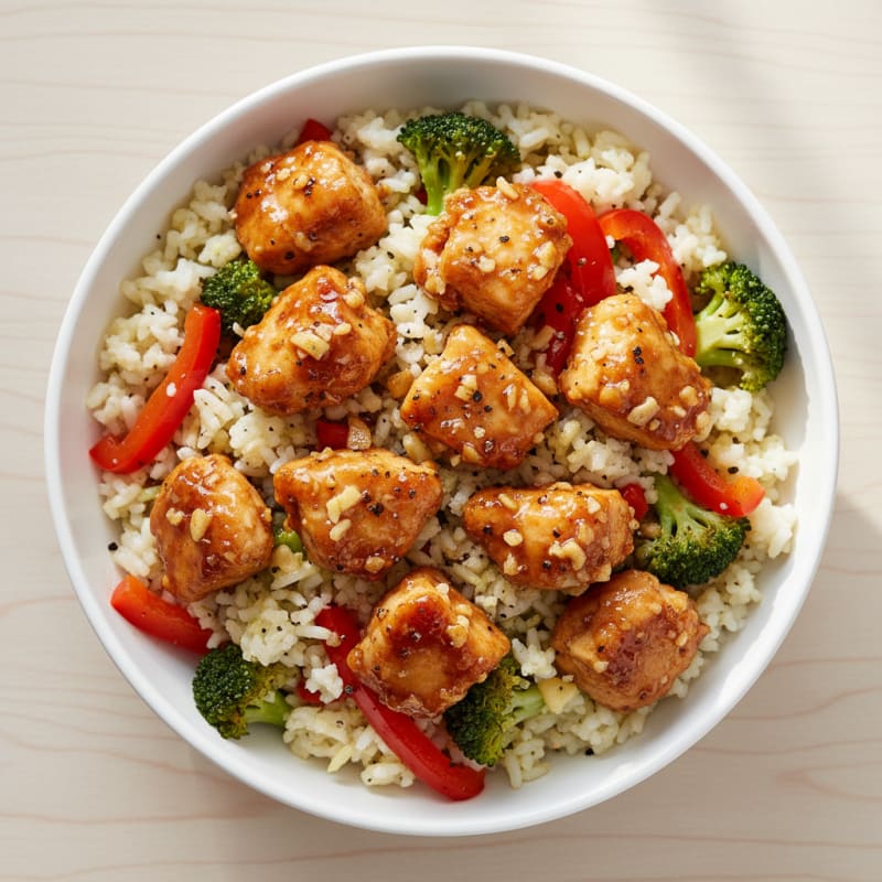 Crispy Honey-Garlic Chicken Bowls