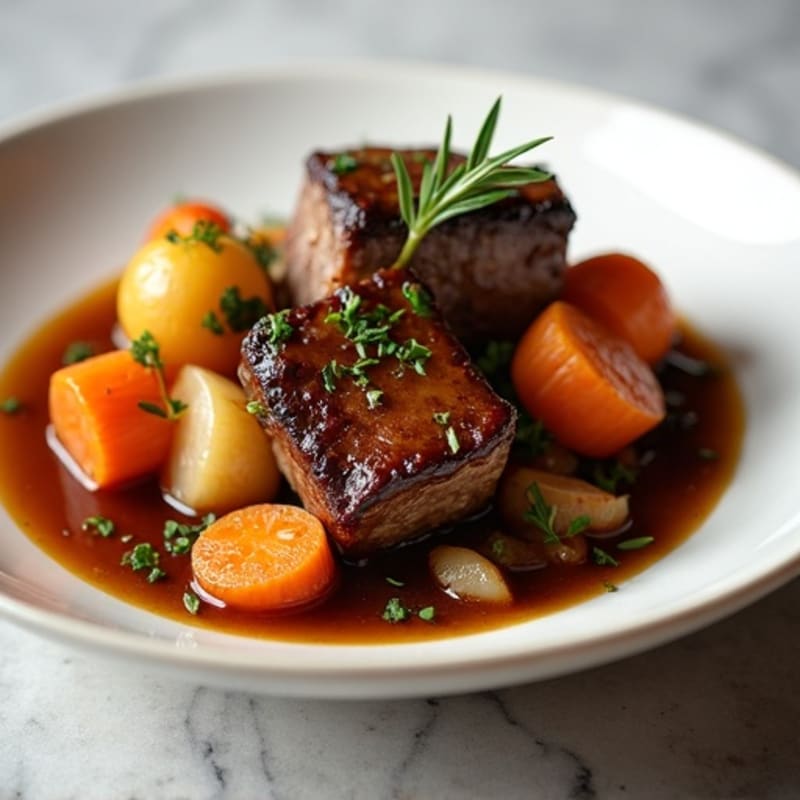 Braised Herb-Garlic Oxtail with Root Vegetables