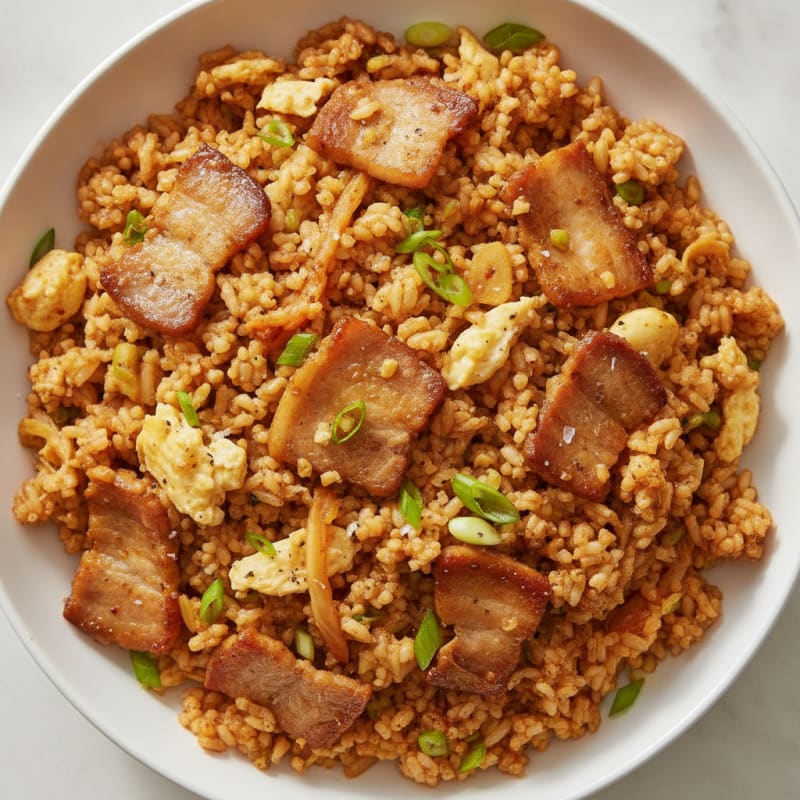 Kimchi Fried Rice with Pork Belly
