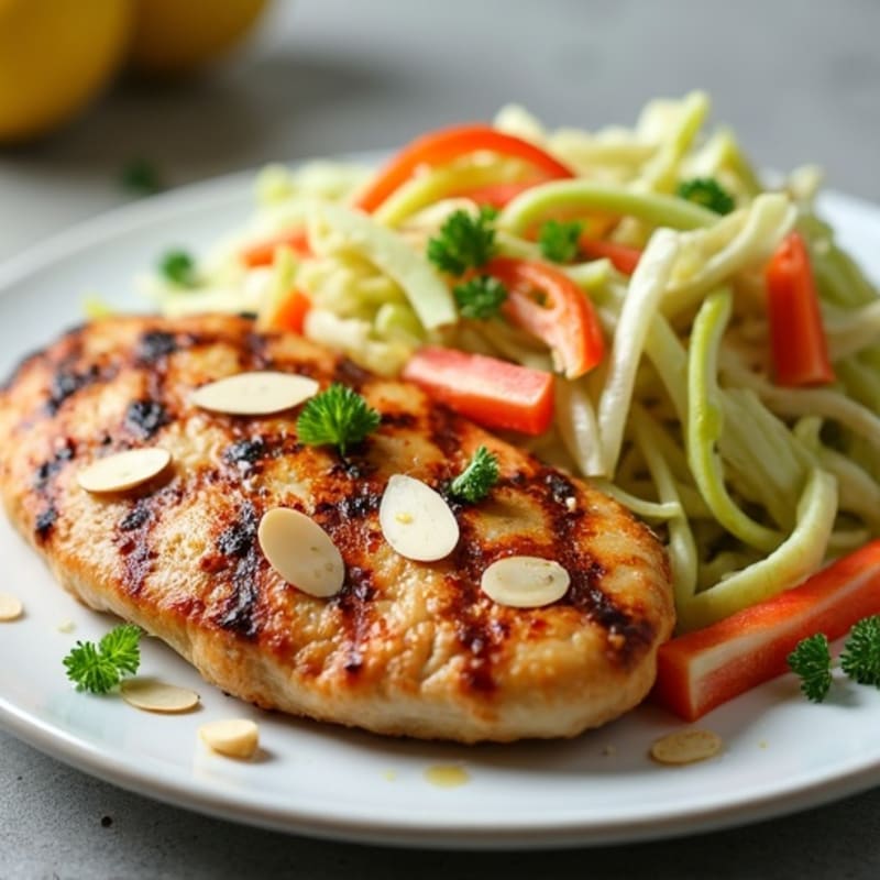 Grilled Chicken Breast with Crunchy Cabbage Slaw