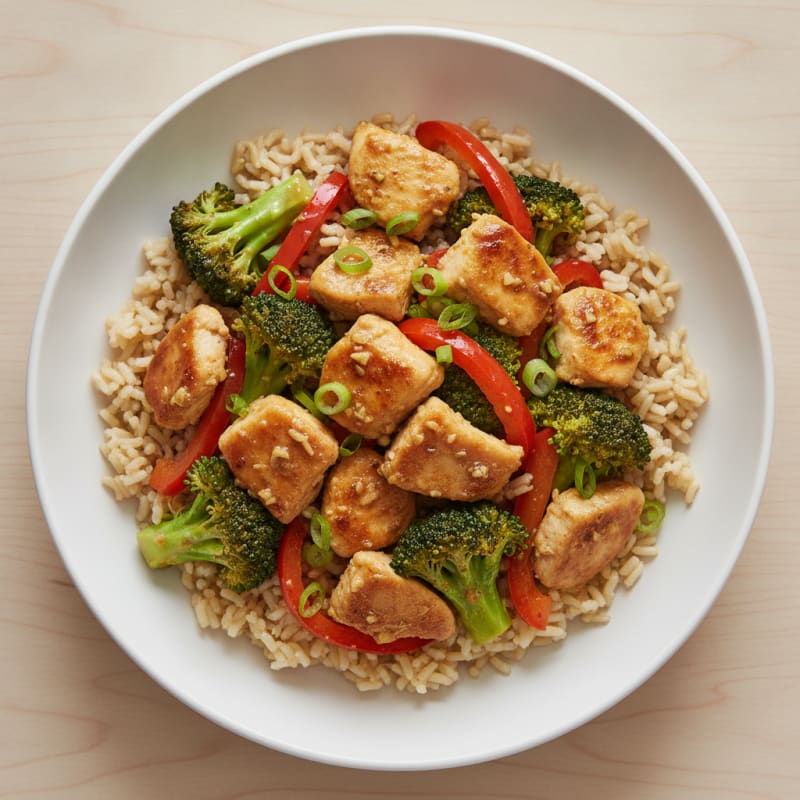 Savory Garlic-Ginger Chicken & Brown Basmati Bowl