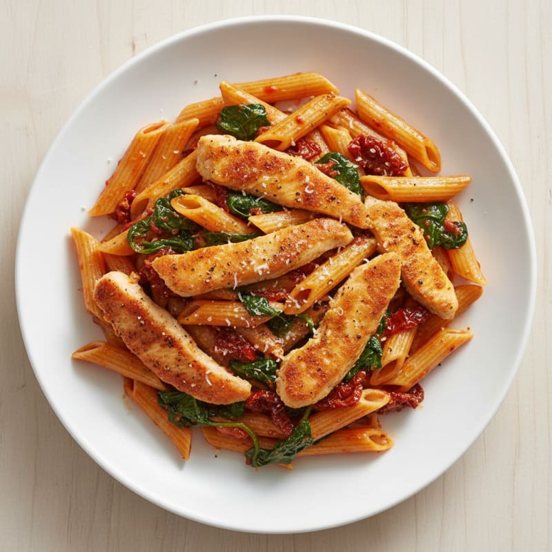 Sun-Dried Tomato Chicken Pasta with Spinach