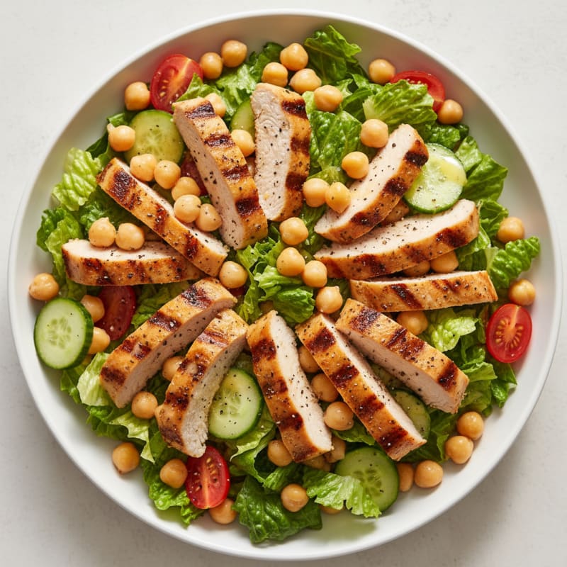 Grilled Turkey Breast Salad with Chickpeas and Crunchy Romaine