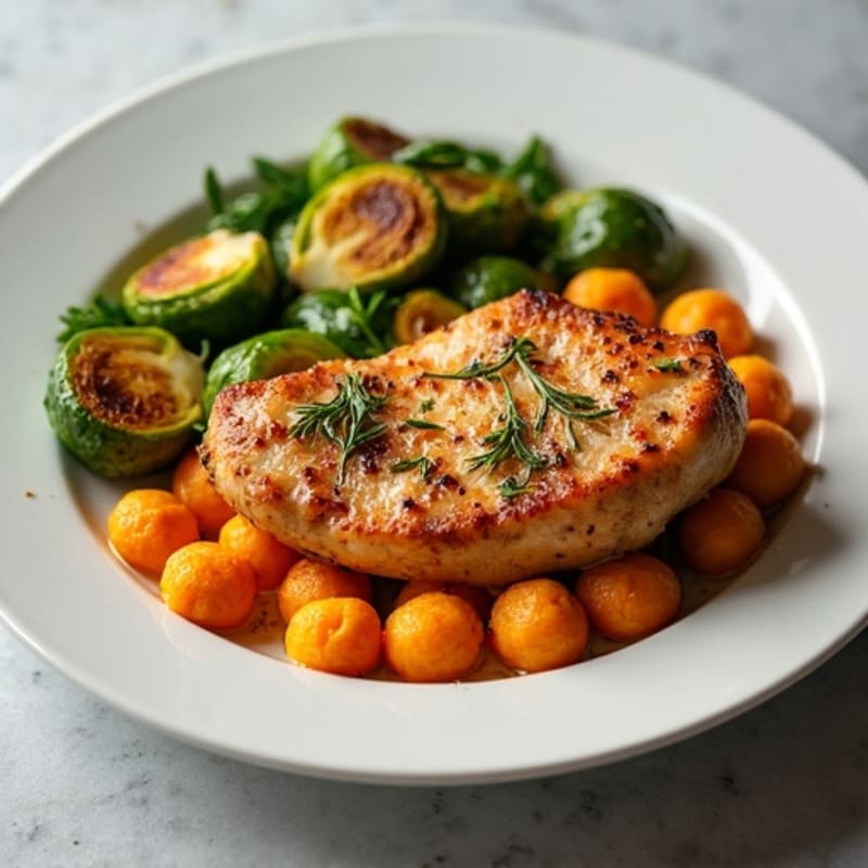 Sweet Potato Gnocchi with Roasted Chicken and Crispy Brussels Sprouts