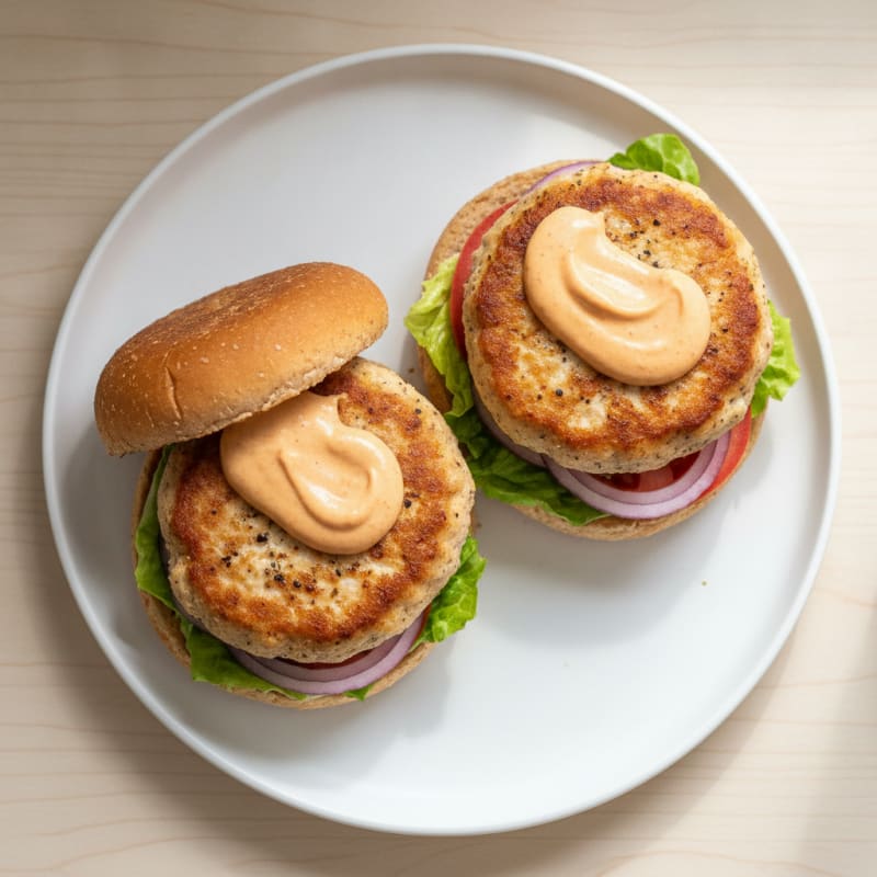 Ground Chicken Burgers with Chipotle Aioli
