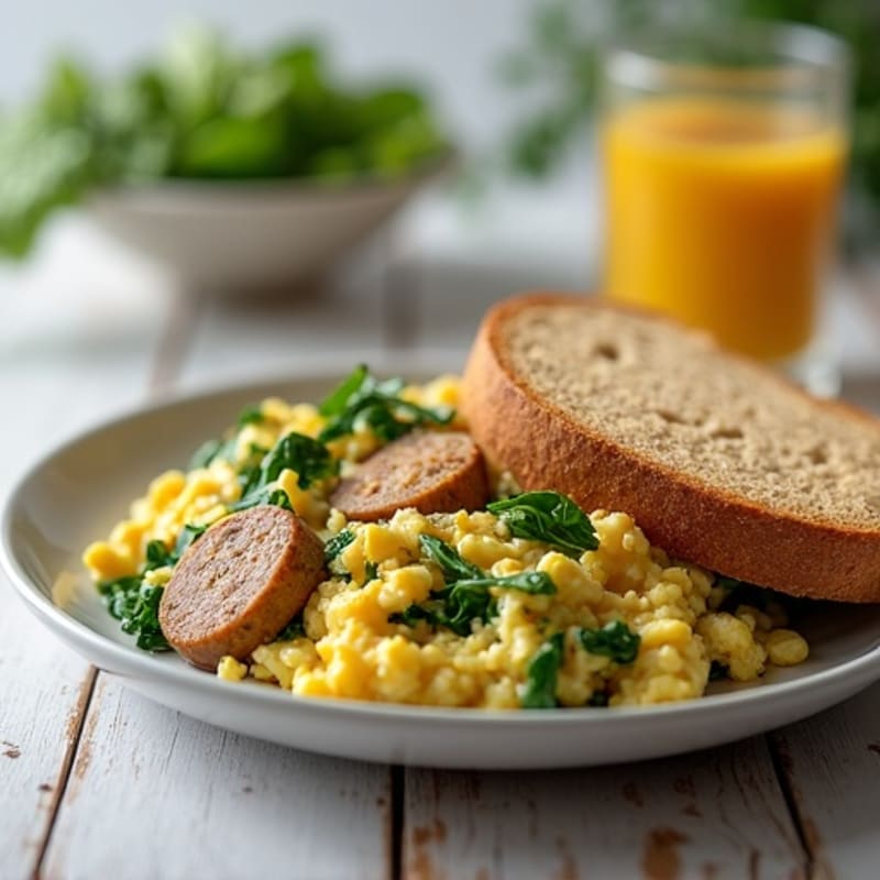 Egg White and Turkey Sausage Scramble with Spinach