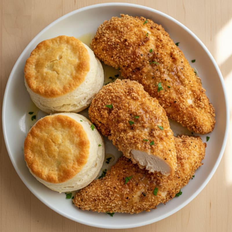 Buttermilk Fried Chicken with Fluffy Biscuits