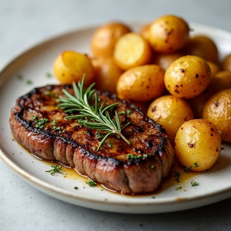 Herb-Garlic Butter Seared Steak with Roasted Baby Potatoes
