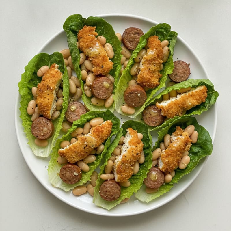Chicken Sausage and Bean Lettuce Wraps