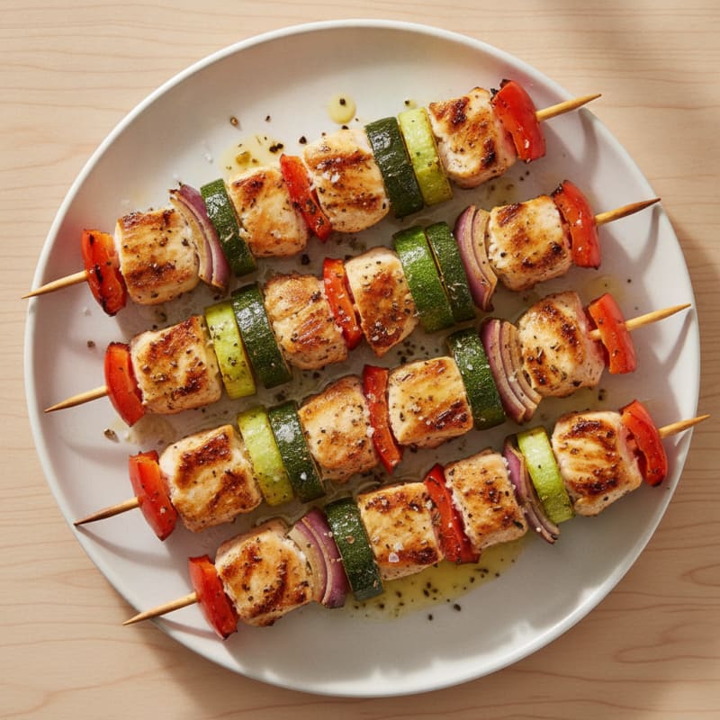 Grilled Lemon-Herb Chicken and Veggie Skewers
