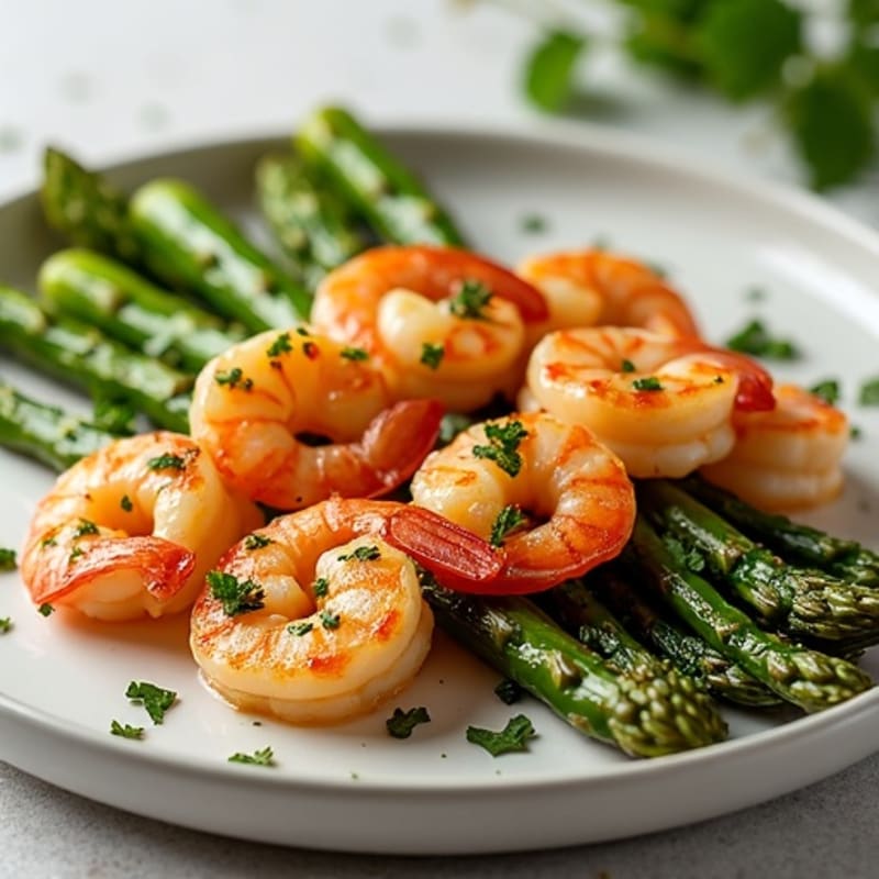 Garlic Herb Roasted Shrimp with Tender Asparagus