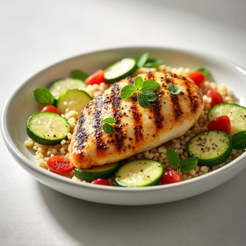 Grilled Chicken with Bulgur and Zucchini