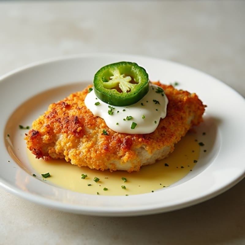Crispy Baked Chicken with Spicy Creamy Jalapeño Sauce