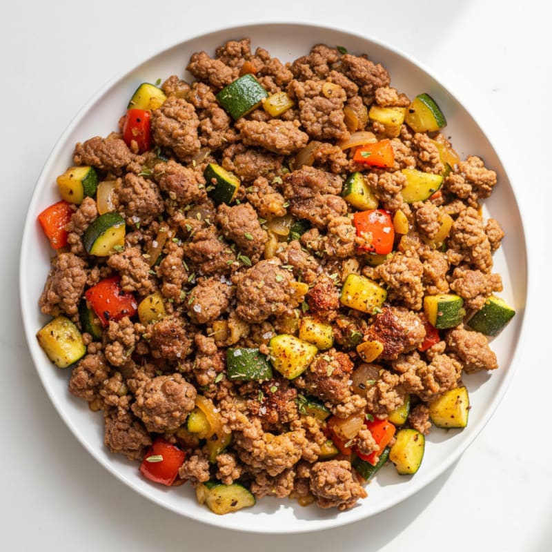 Crispy Ground Beef and Veggie Skillet