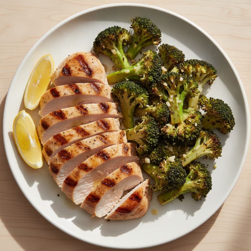 Grilled Turkey Breast with Roasted Broccoli