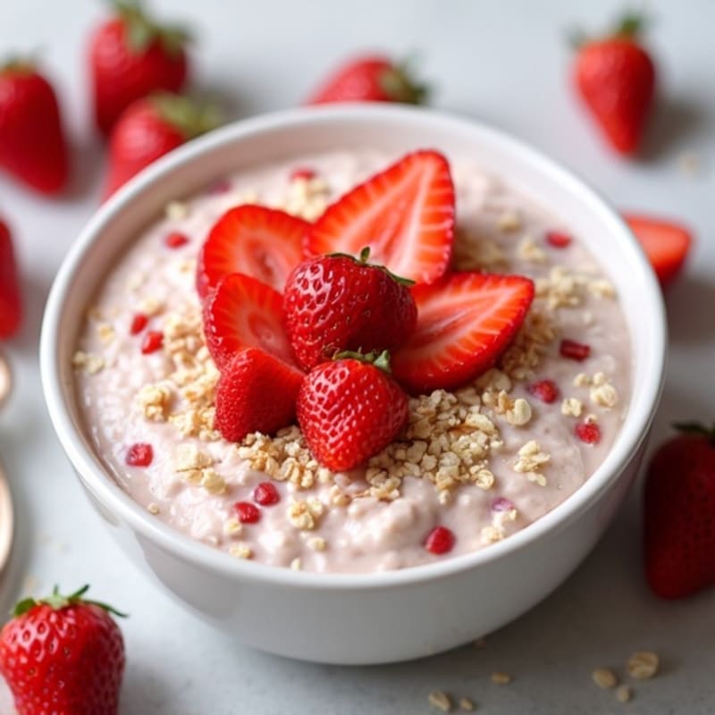 Creamy Strawberry Protein Overnight Oats