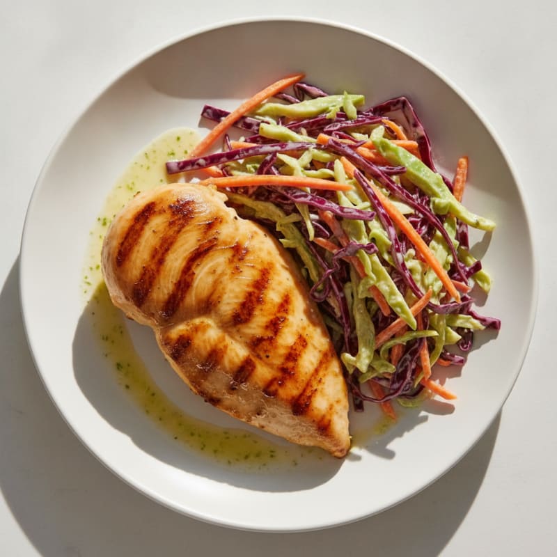 Grilled Chicken Breast with Crunchy Cabbage Slaw