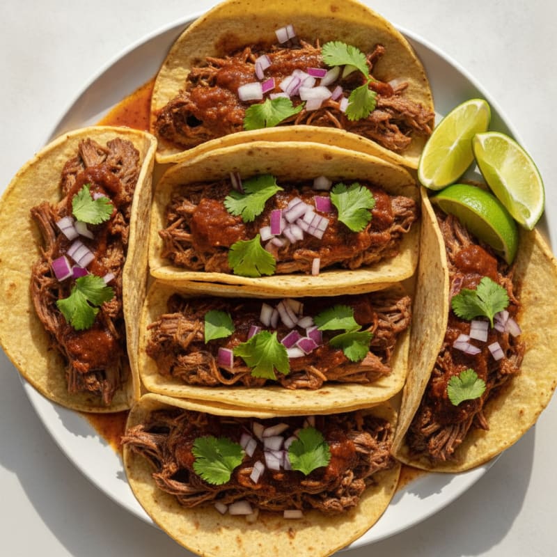 Birria-Style Shredded Beef Tacos
