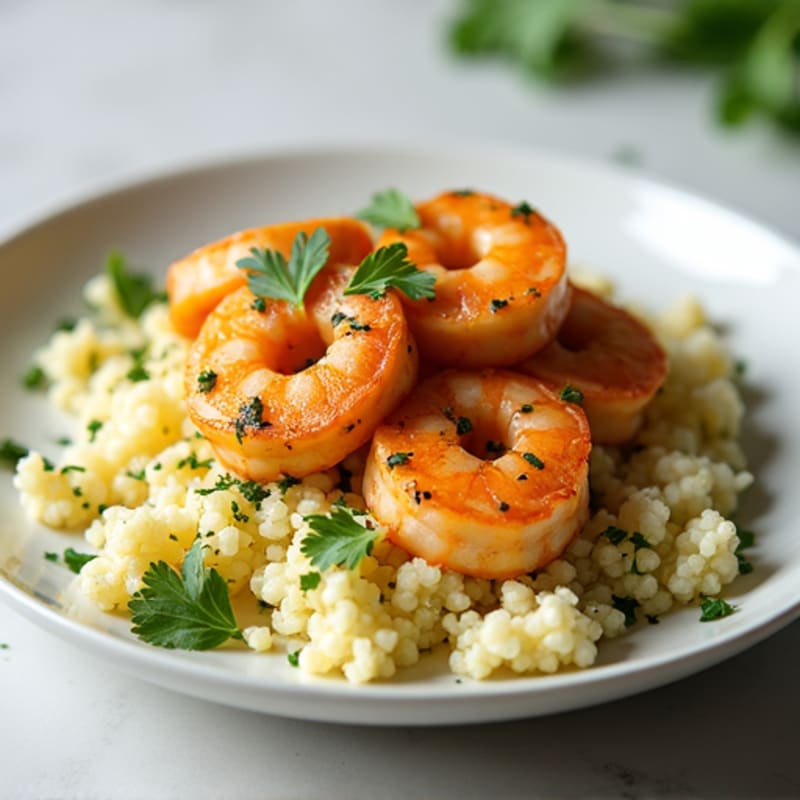 Garlic-Lemon Pan Seared Prawns with Herb Cauliflower Rice