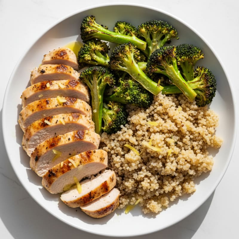 Grilled Turkey Breast with Roasted Broccoli and Quinoa