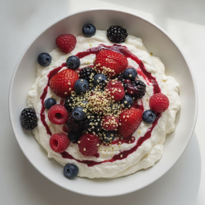 Greek Yogurt Protein Mousse with Mixed Berries