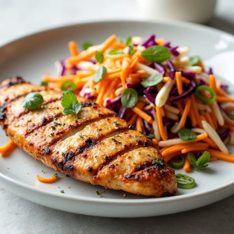 Grilled Chicken Breast with Crunchy Cabbage Slaw