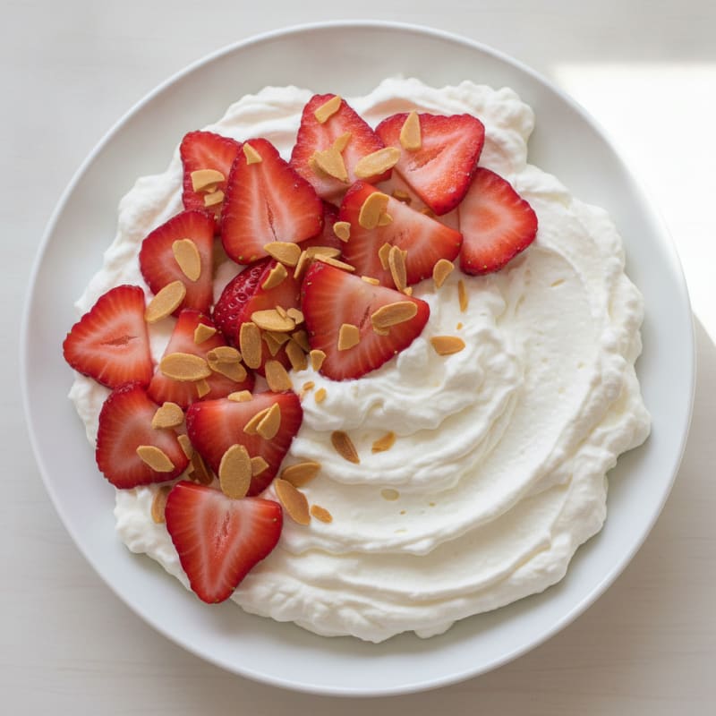 Greek Yogurt Protein Mousse with Sliced Strawberries