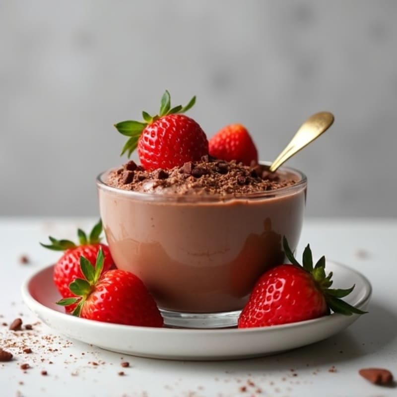 Silky Chocolate Protein Pudding with Fresh Strawberries