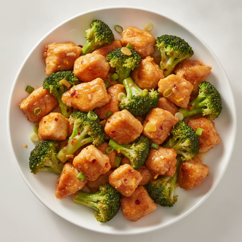 Low Cal Orange Chicken with Broccoli Florets