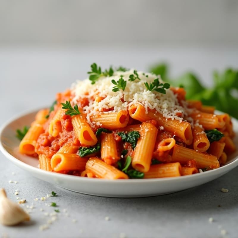 Creamy Lean Ground Turkey and Spinach Baked Ziti