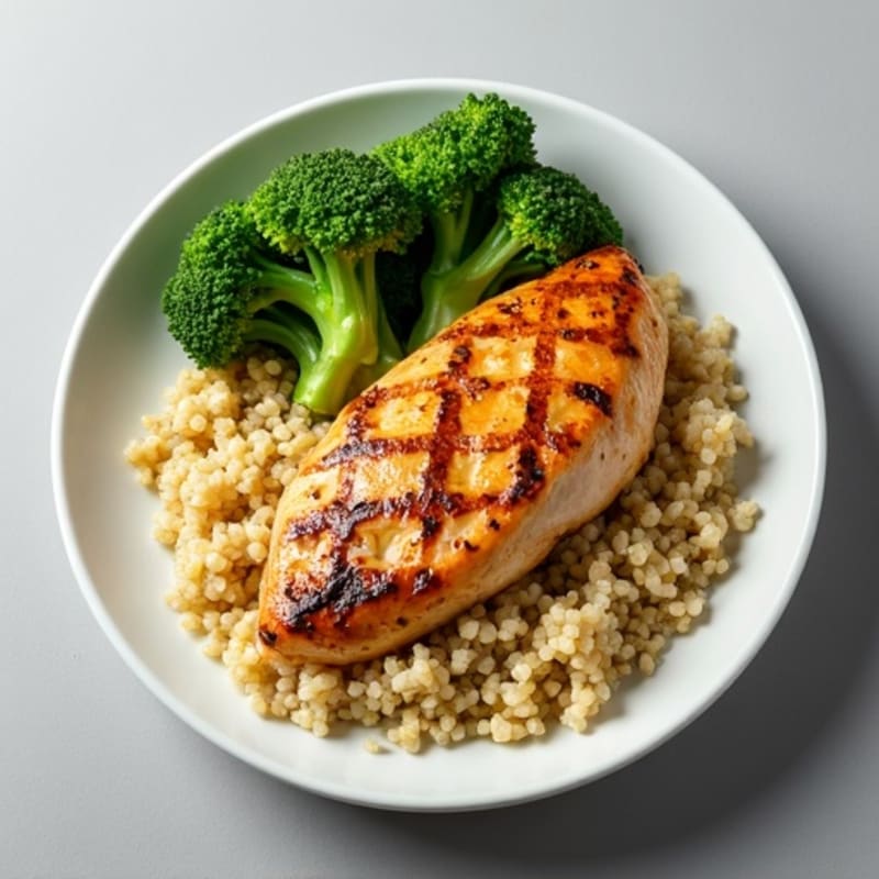 Grilled Chicken Breast with Quinoa and Steamed Broccoli