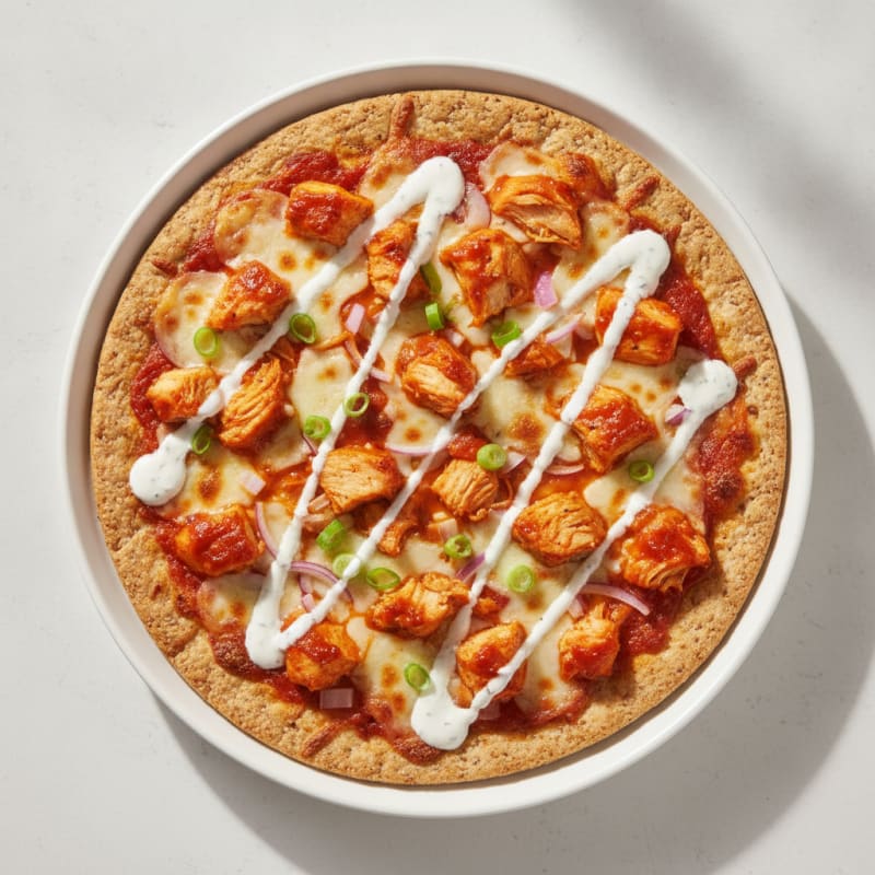 Buffalo Chicken Pizza with Ranch Drizzle