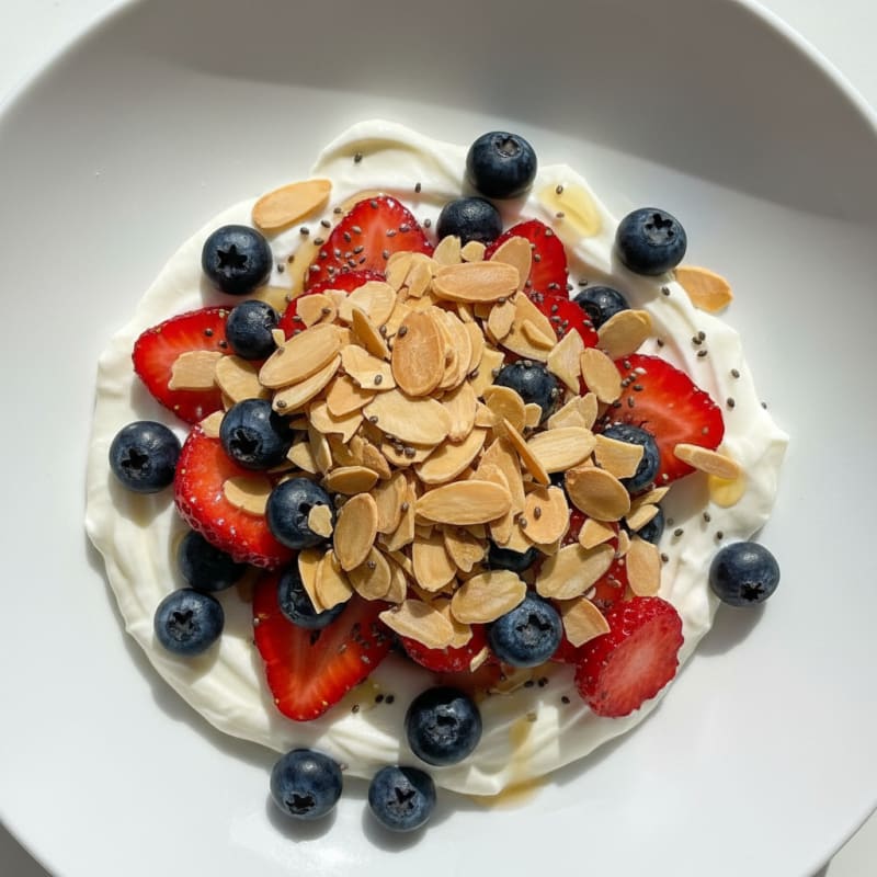 Silky Greek Yogurt Protein Parfait with Berries and Almonds