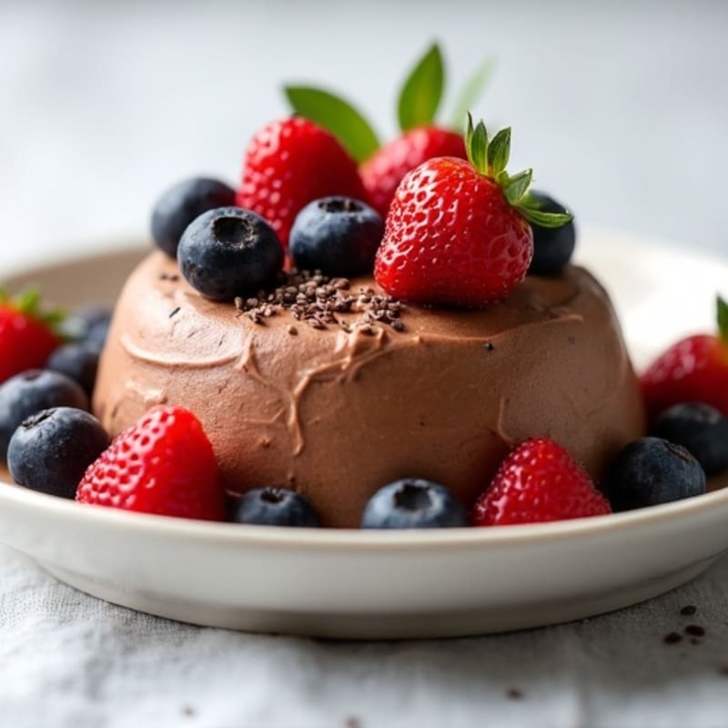 Chocolate Protein Mousse with Mixed Berries