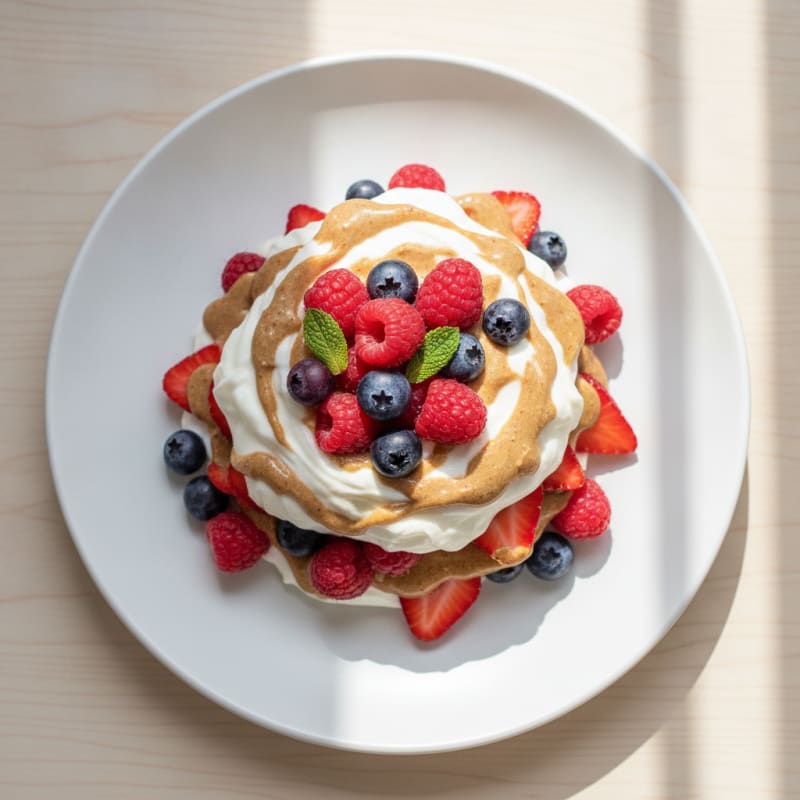 Greek Yogurt Protein Parfait with Berries and Almond Butter
