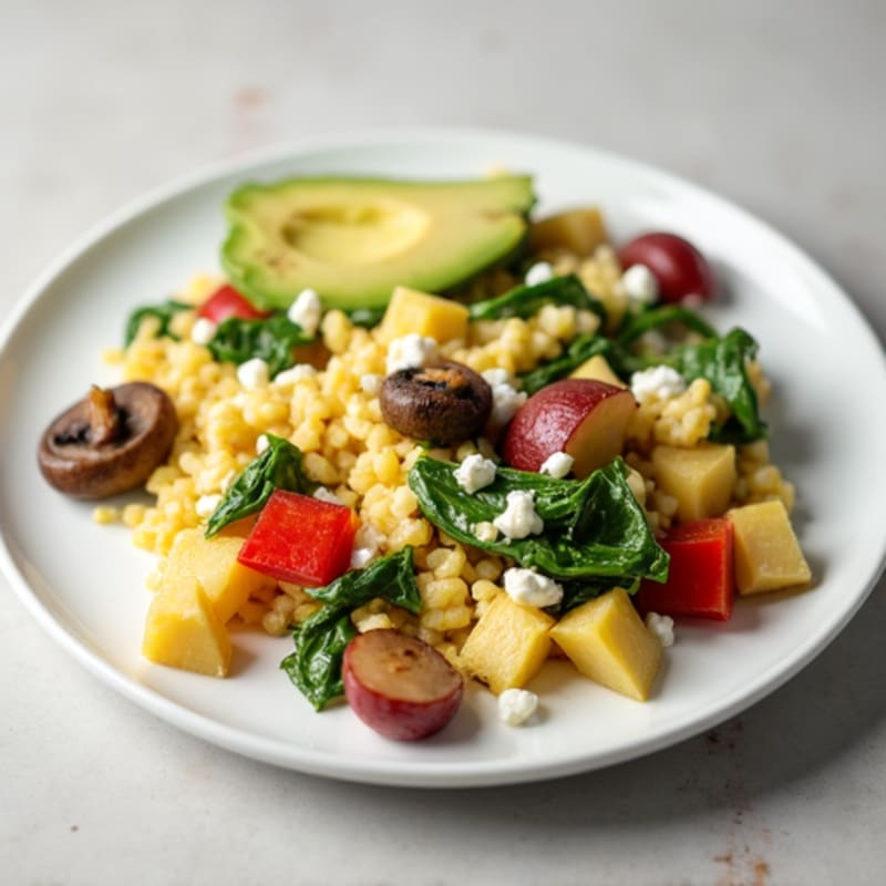 Egg White Veggie Scramble with Cottage Cheese