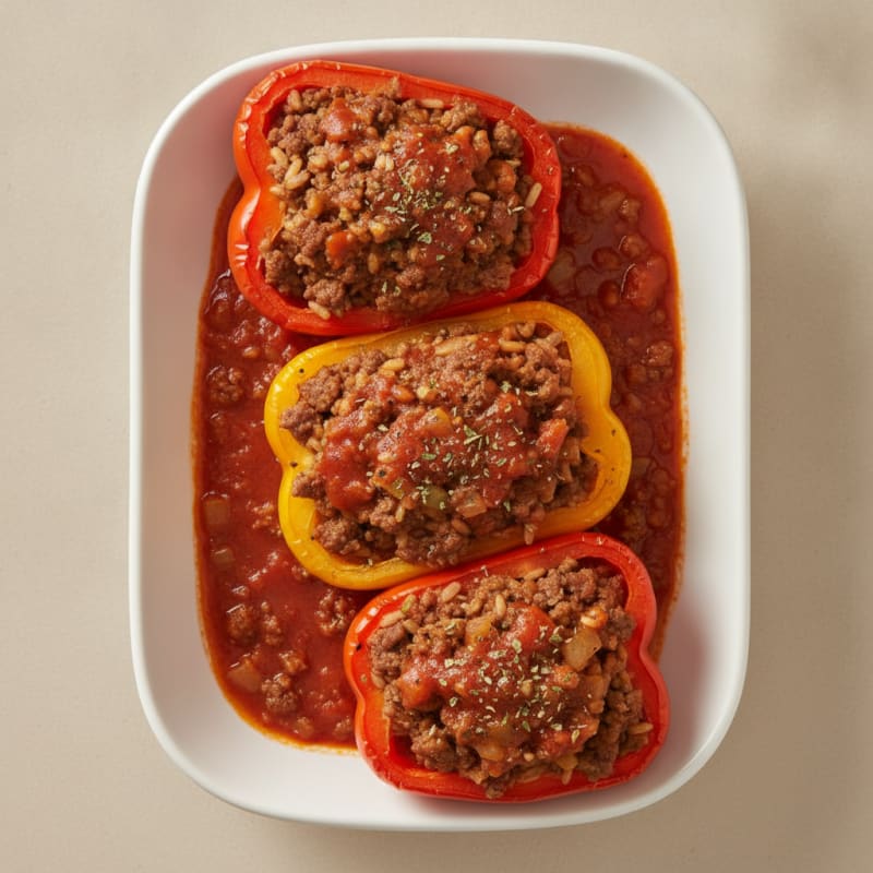 Beef and Rice Stuffed Bell Peppers