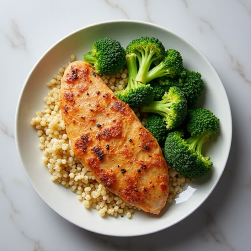 Seared Turkey Breast with Steamed Broccoli and Quinoa
