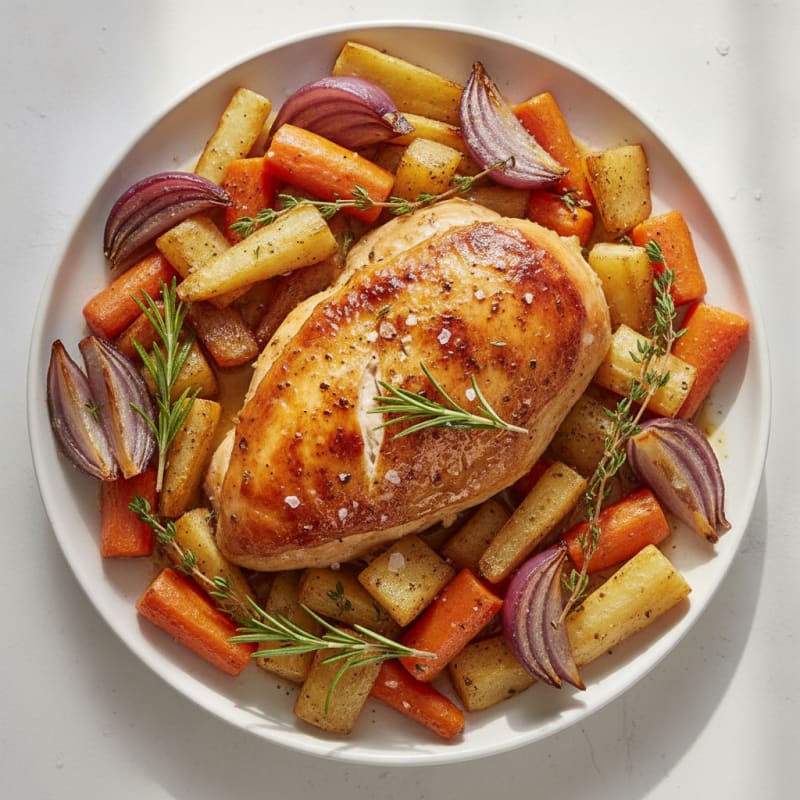 Garlic Herb Roasted Chicken with Root Vegetables