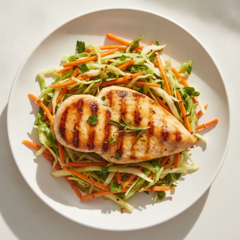 Grilled Chicken Breast with Crunchy Cabbage Slaw