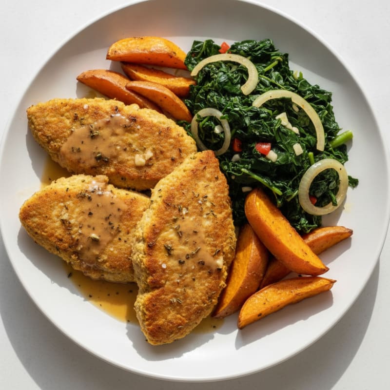 Baked Chicken with Steamed Callaloo